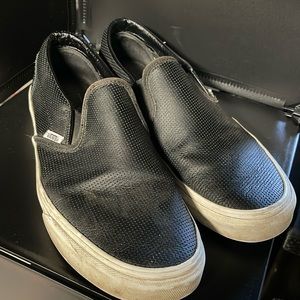 Vans off the Wall 721356 SLIP ON BLACK LEATHER Size 9.5